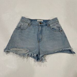 Rolla’s Dusters High Rise Relaxed Denim Shorts Women’s Size 25 Distressed Cutoff